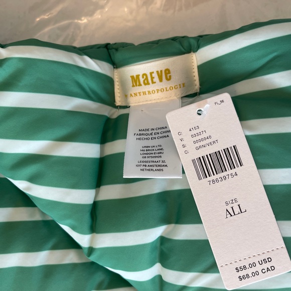 NWT Anthropologie Scarf Green Stripe - Picture 4 of 5